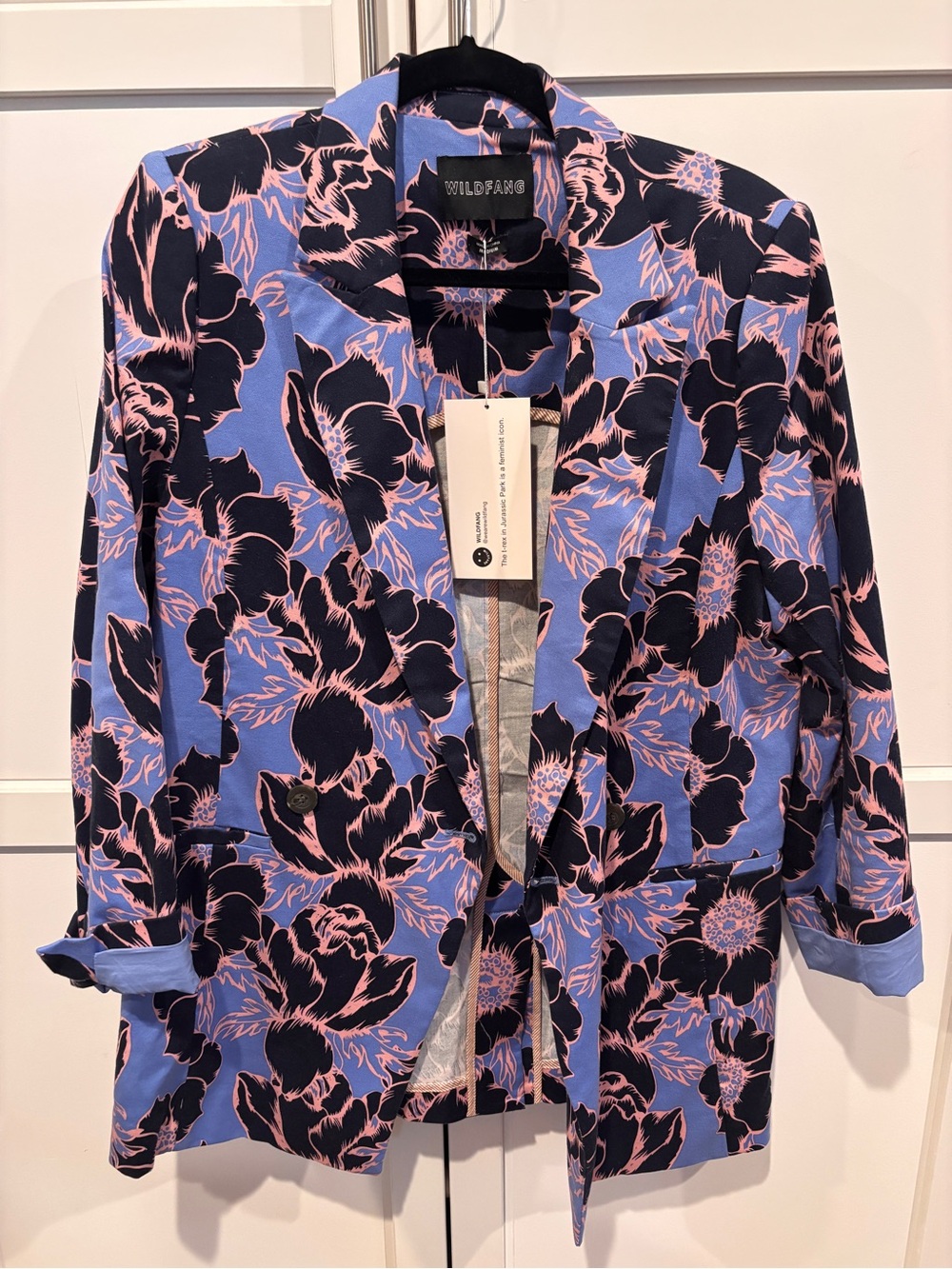 Wildfang Blue and Pink Floral Blazer